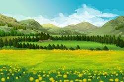 Suburban flowers and hills vector