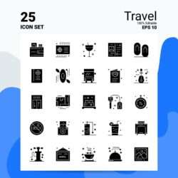 25 Travel Icon Set 100 Editable EPS