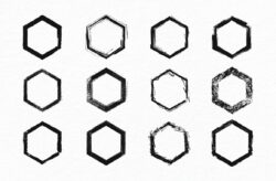 Vector Grunge Brush Shapes (Hexagon)