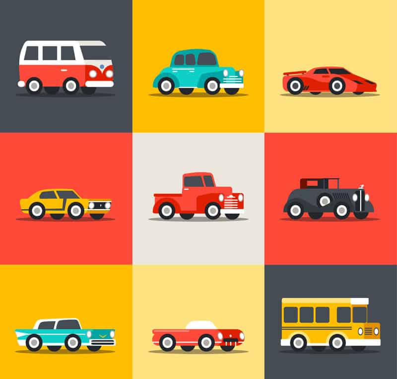 9 vector material for creative retro vehicle