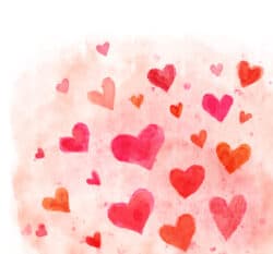 Water color red love vector