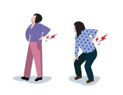 Woman suffering from back pain vector