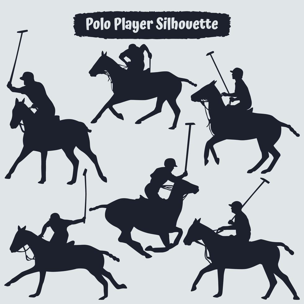 Collection of polo player silhouette