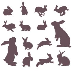 Set of rabbits and bunnies silhouettes