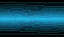 Blue cyber circuit future technology concept background