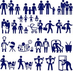 Family characters silhouette Vector