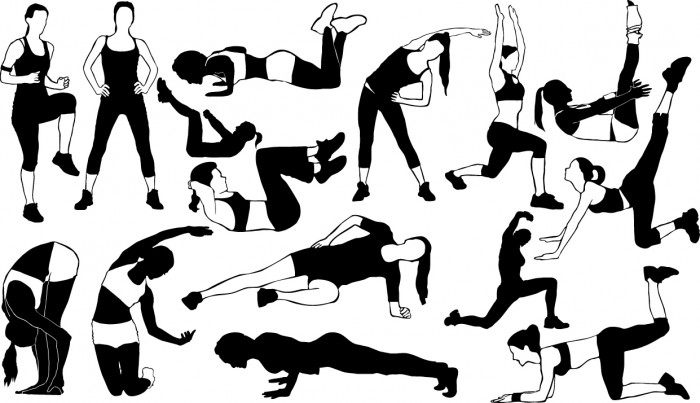 Fitness girl silhouettes Vector