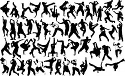 Hip hop dancers silhouettes Vector