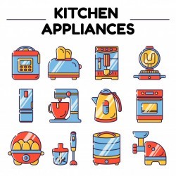 Kitchen appliances isolated objects