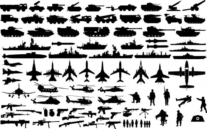 Military vehicle silhouettes Vector