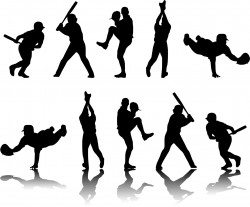 Playing baseball sports silhouette Vector