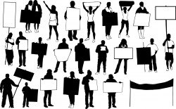 Protest people silhouettes Vector