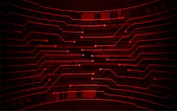 Red cyber circuit future technology concept background