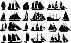 Sailboats silhouettes Vector