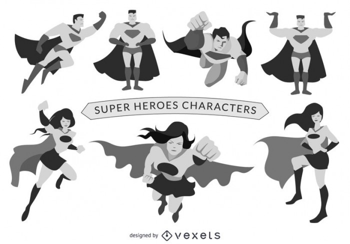 Superhero characters set